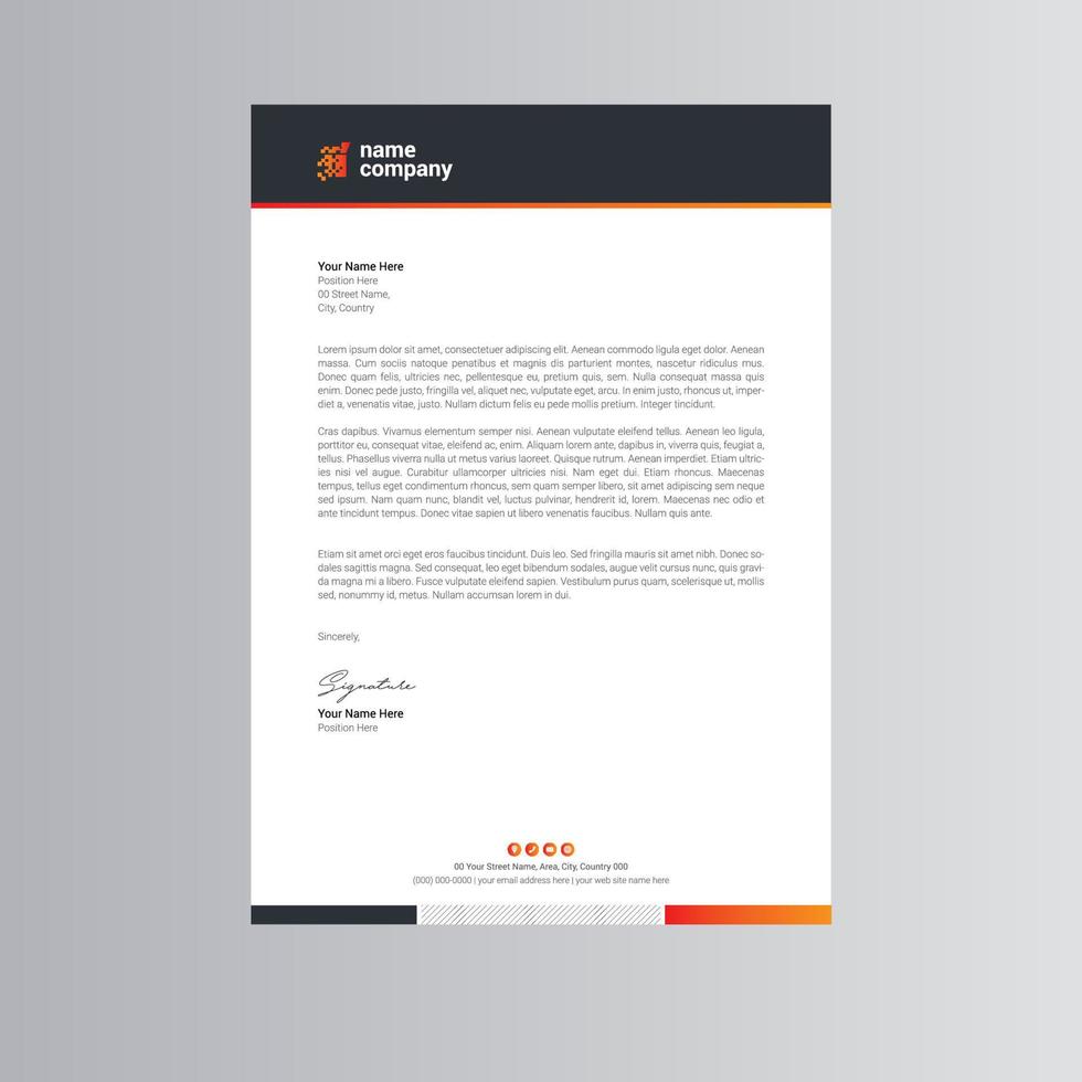 Clean and Modern Letterhead Template. Pro Vector