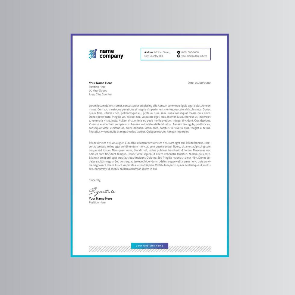 Clean and Modern Letterhead Template. Pro Vector