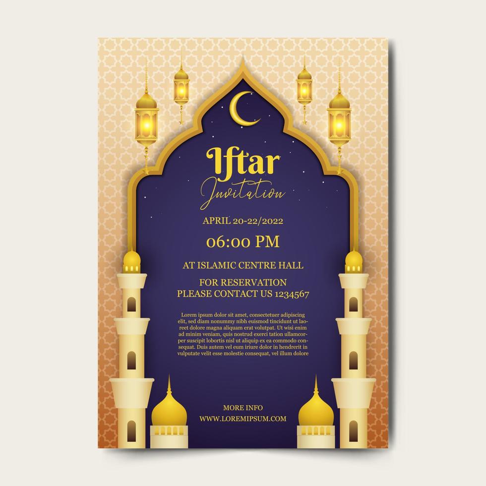 plantilla de fondo de invitación iftar. ramadán kareem. vector