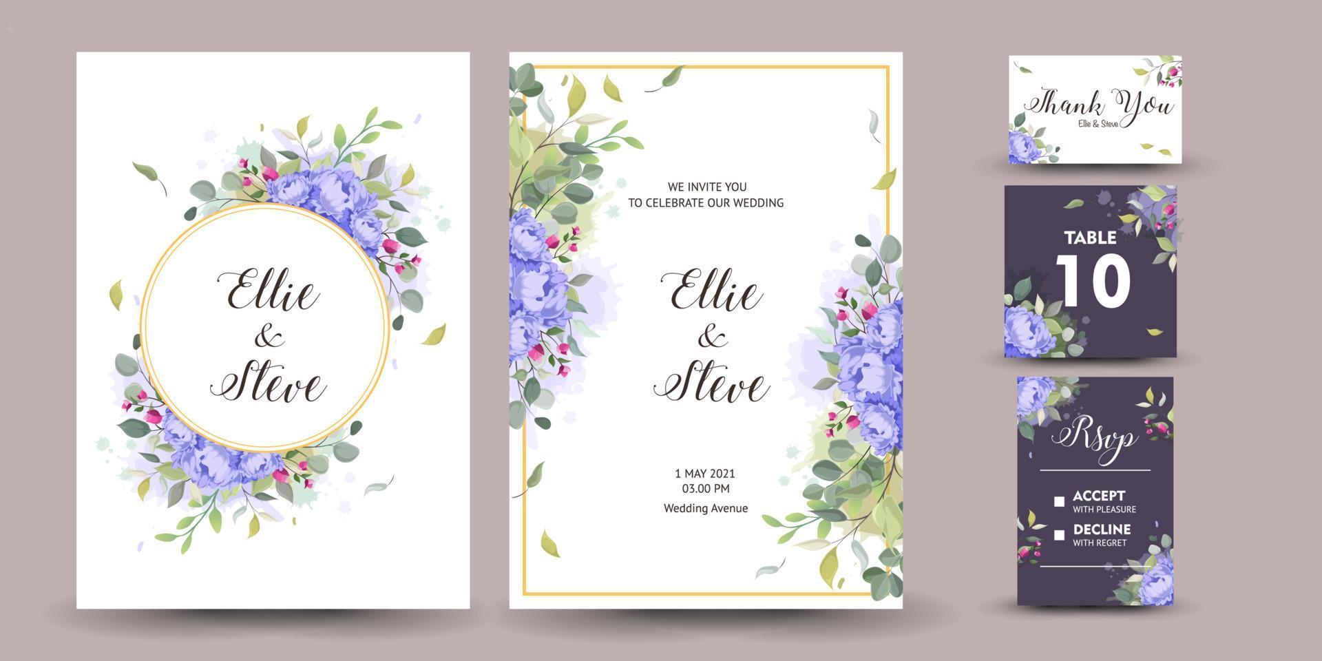 invitación de boda con fondo floral. vector