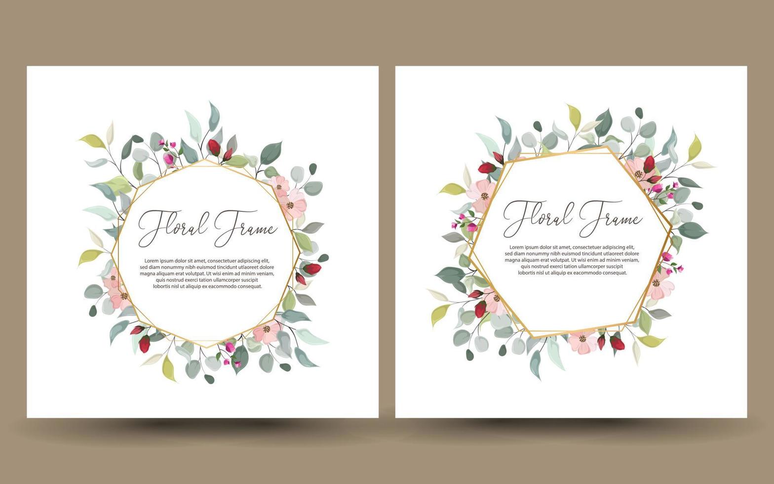 invitación de boda fronteriza con fondo floral. vector