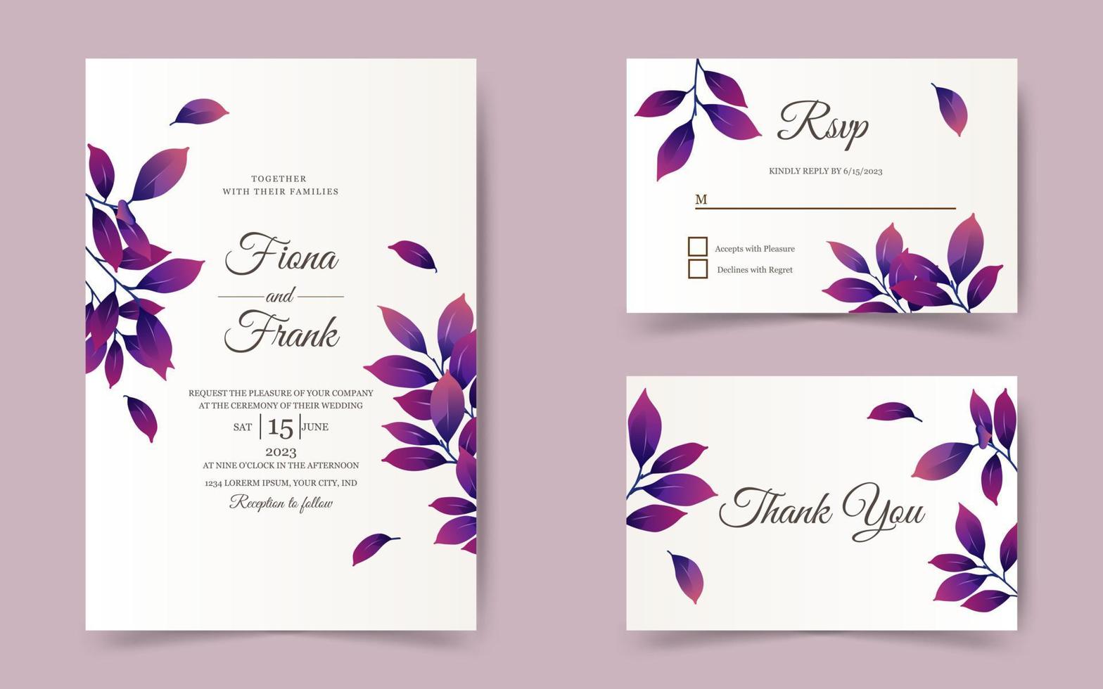 invitación de boda o tarjeta de felicitación con hermoso diseño floral. vector