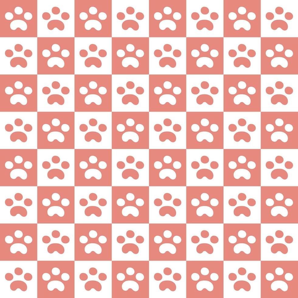 Pale pink animal footed grid seamless background vector
