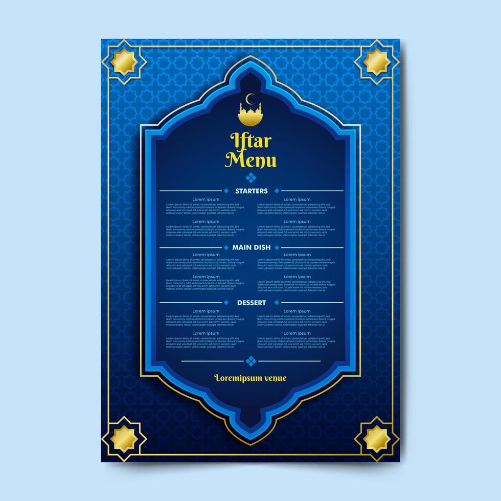 Iftar menu template. decorative background design vector