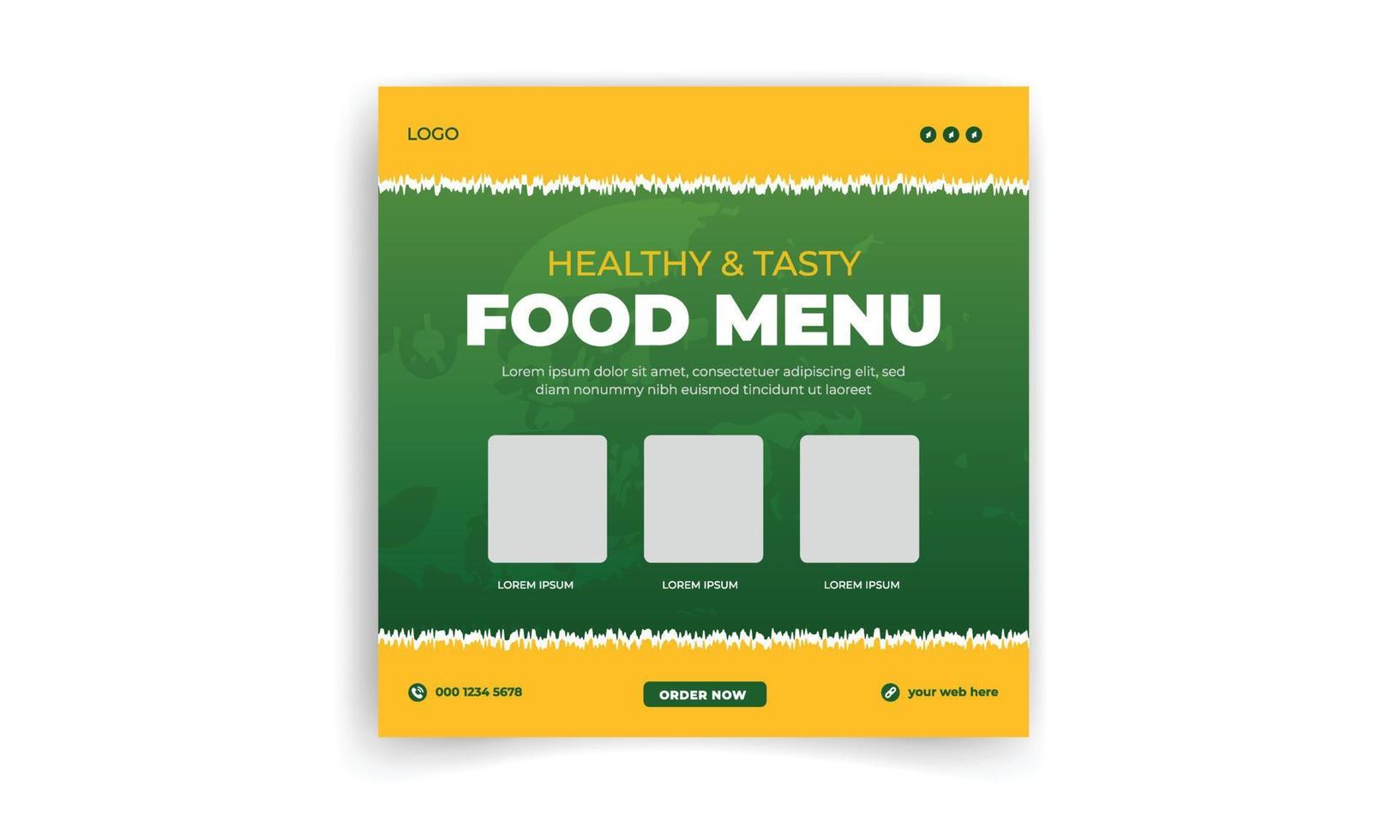 Food menu banner social media post. Editable social media templates for promotions on the Food menu. Set of social media story and post frames. Layout design for marketing on social media. vector