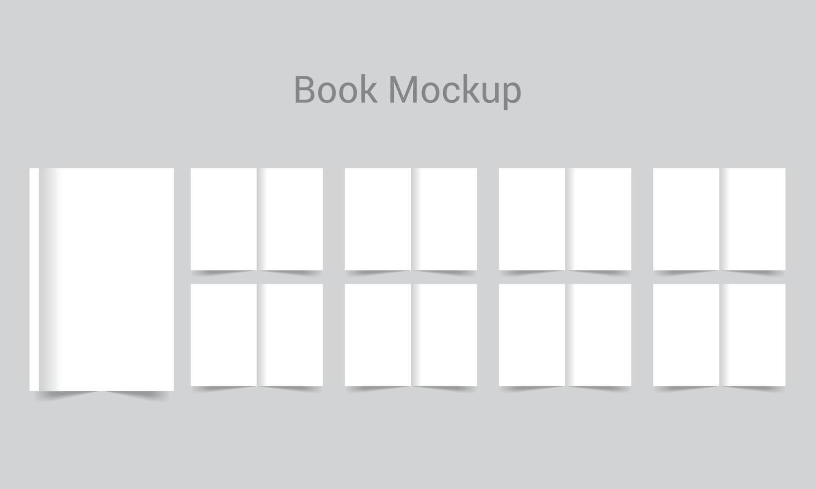 Brochure, magazine, book or catalog mock up isolated on soft gray background. 3D illustrating vector