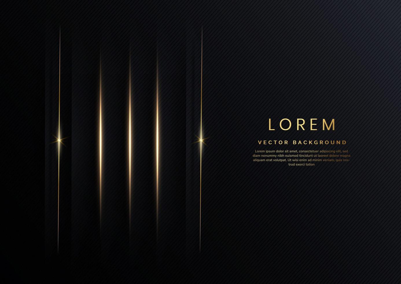 Abstract template black and gray gradient layer and shadow with gold light effect with copy space for text. Modern luxury. vector