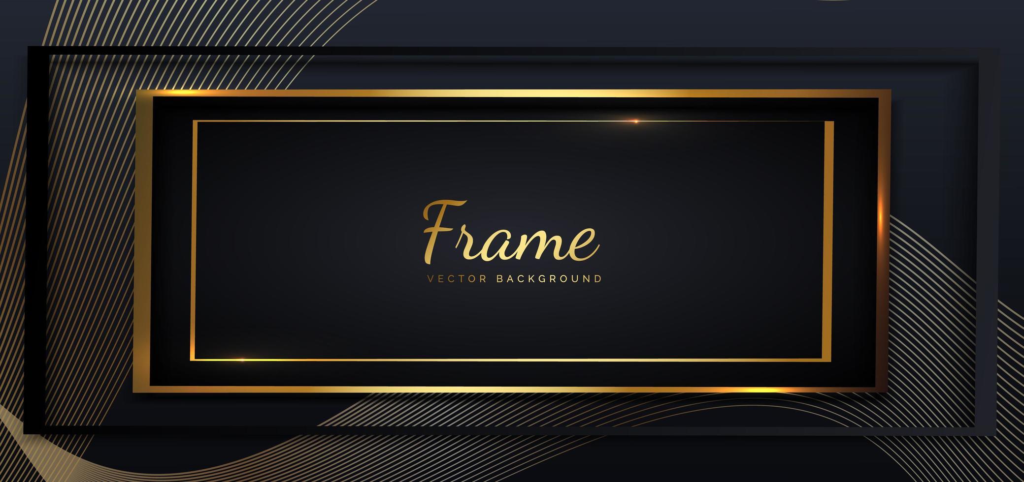Abstract template black and grey geometric curved with golden line layer on black background. Luxury style. vector