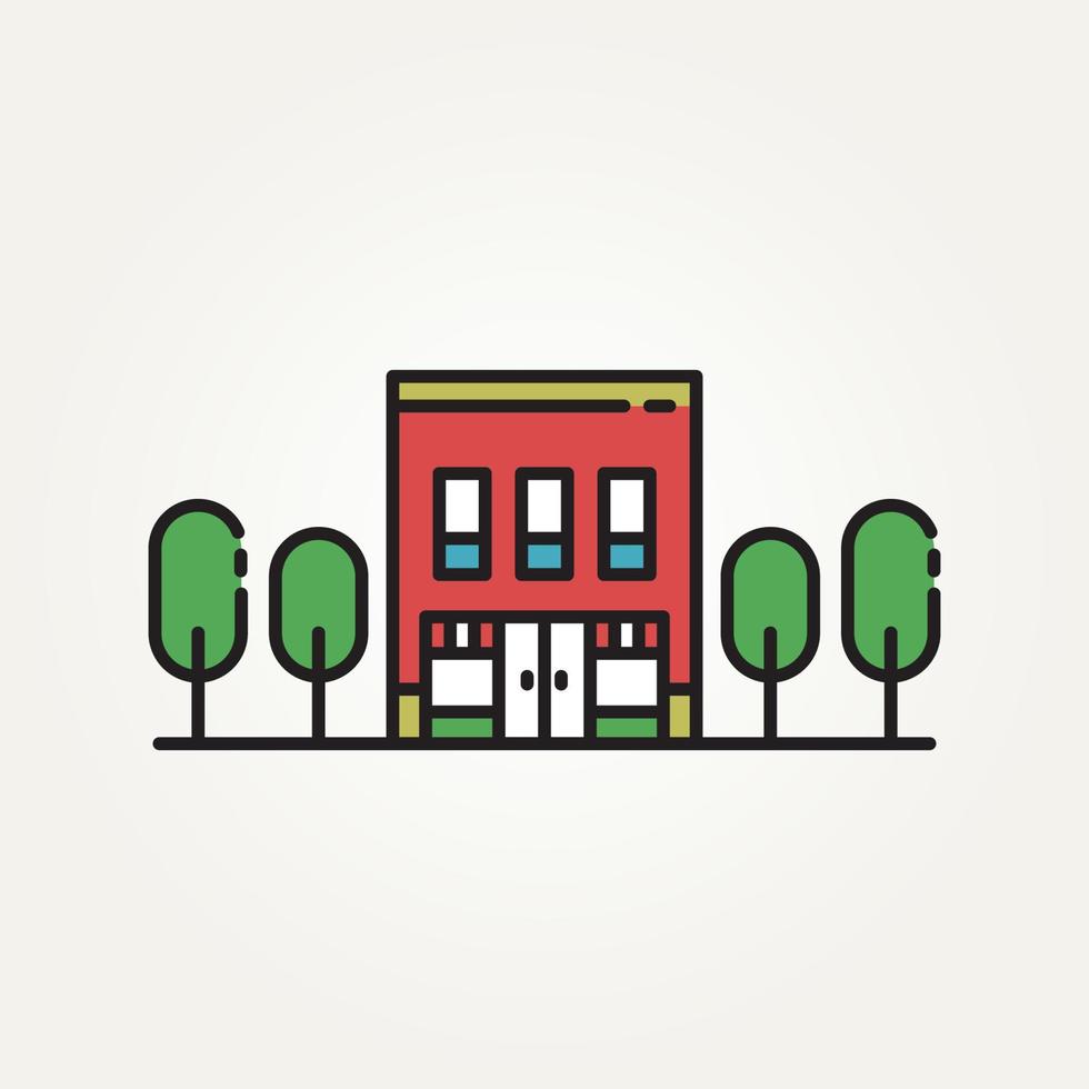 isolated store market building minimalist flat line art logo icon template vector illustration design. simple minimalist online shop, e-commerce, grocery logo concept inspiration