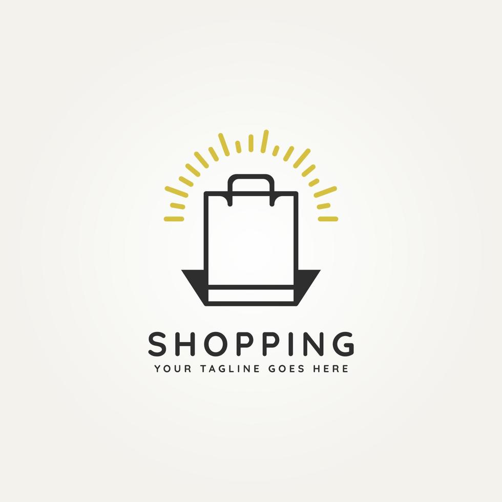 shopping minimalist line art logo icon design vector