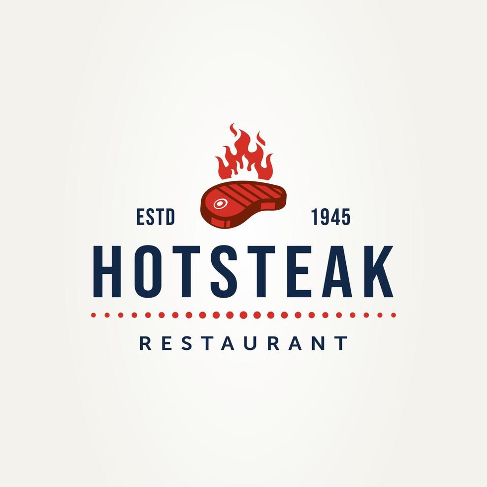 vintage steak house restaurant badge logo design vector