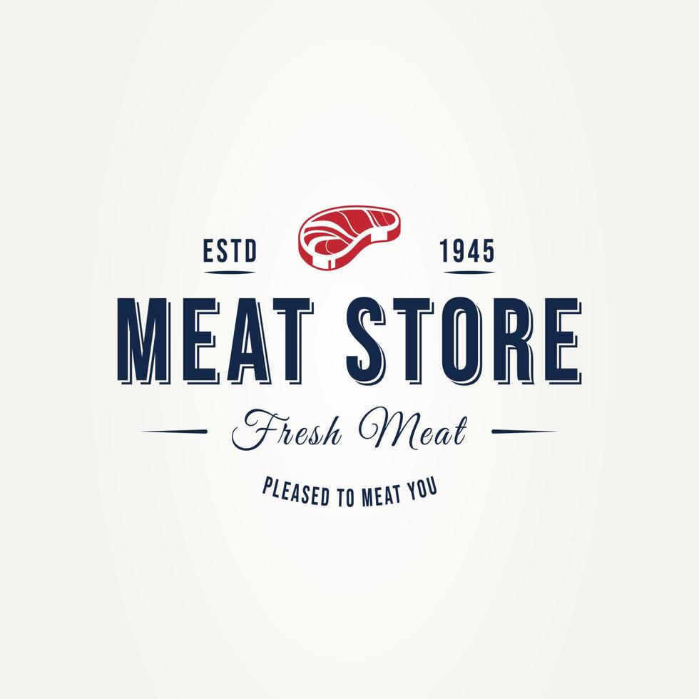 vintage meat store typography badge hipster logo vector