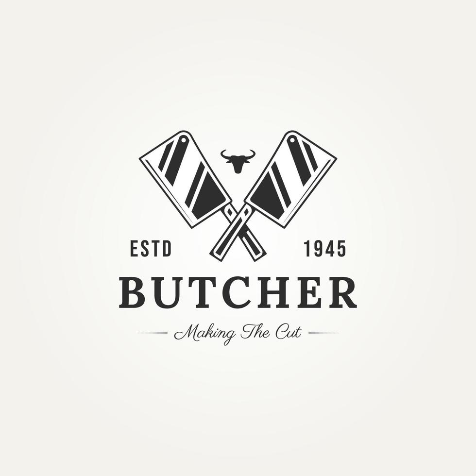 vintage butcher shop badge logo design vector