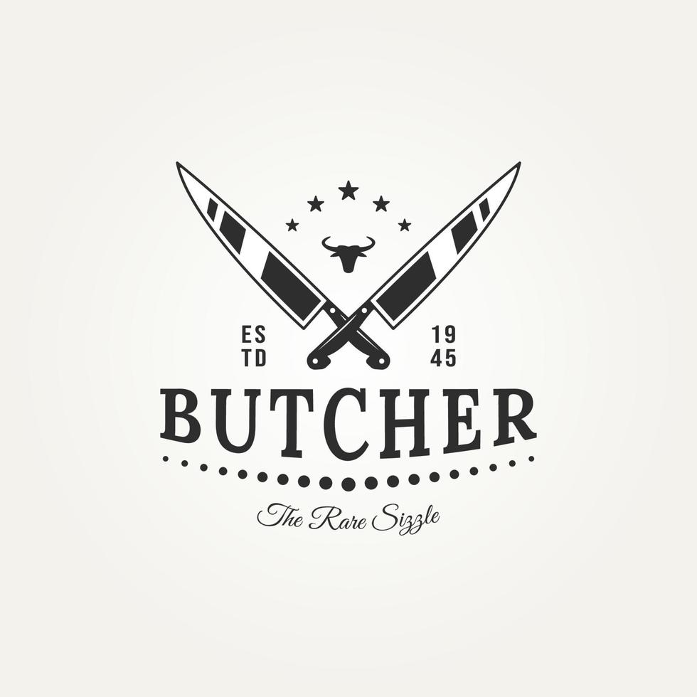 vintage butcher meat store badge logo design vector