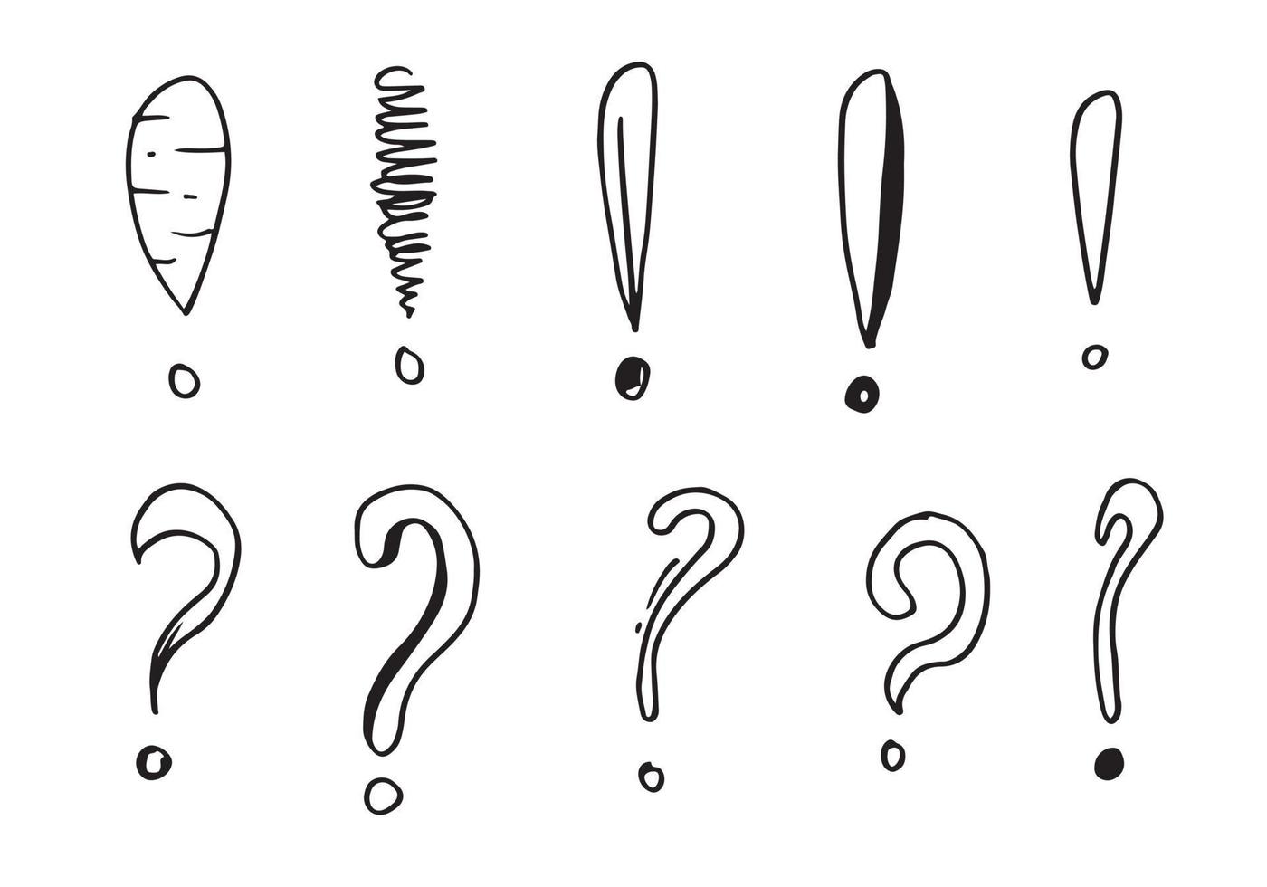 Image of an exclamation mark icon and Vector Sketch Question Mark isolated on a white background.