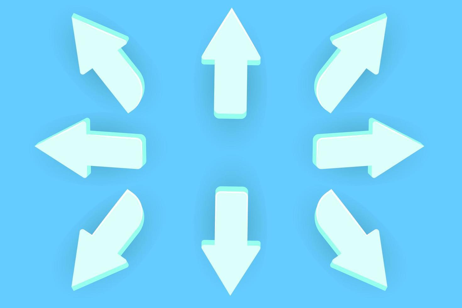 Abstract blue arrows 3d vector set, isolated 3d rendering, graphic design