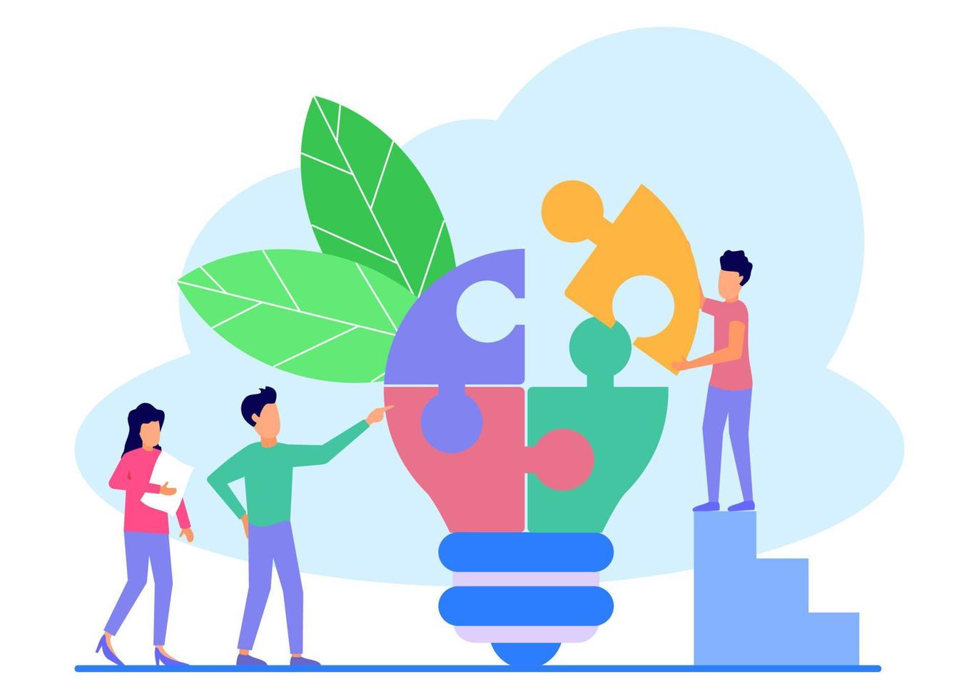 Illustration vector graphic cartoon character of business puzzle