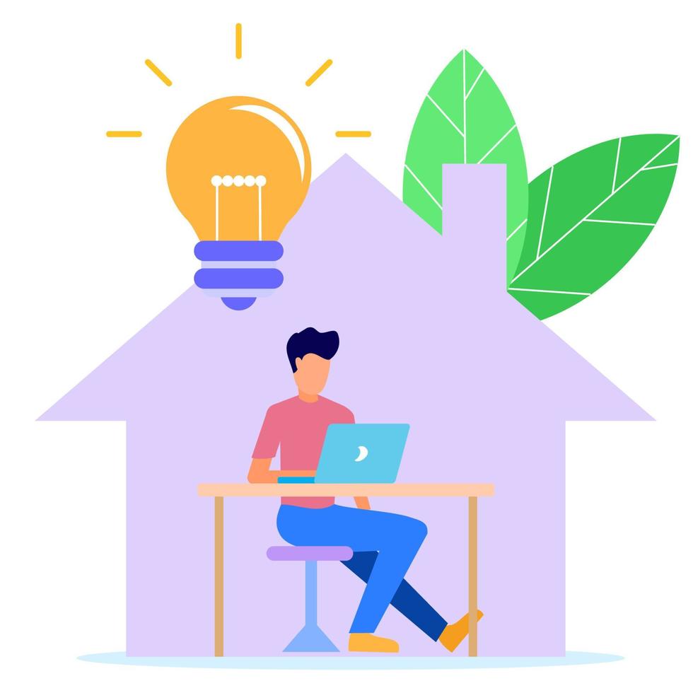 Illustration vector graphic cartoon character of work at home