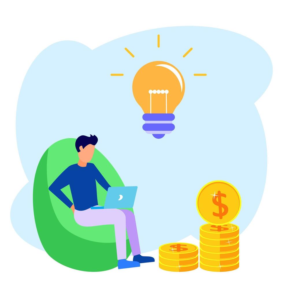 Illustration vector graphic cartoon character of work at home