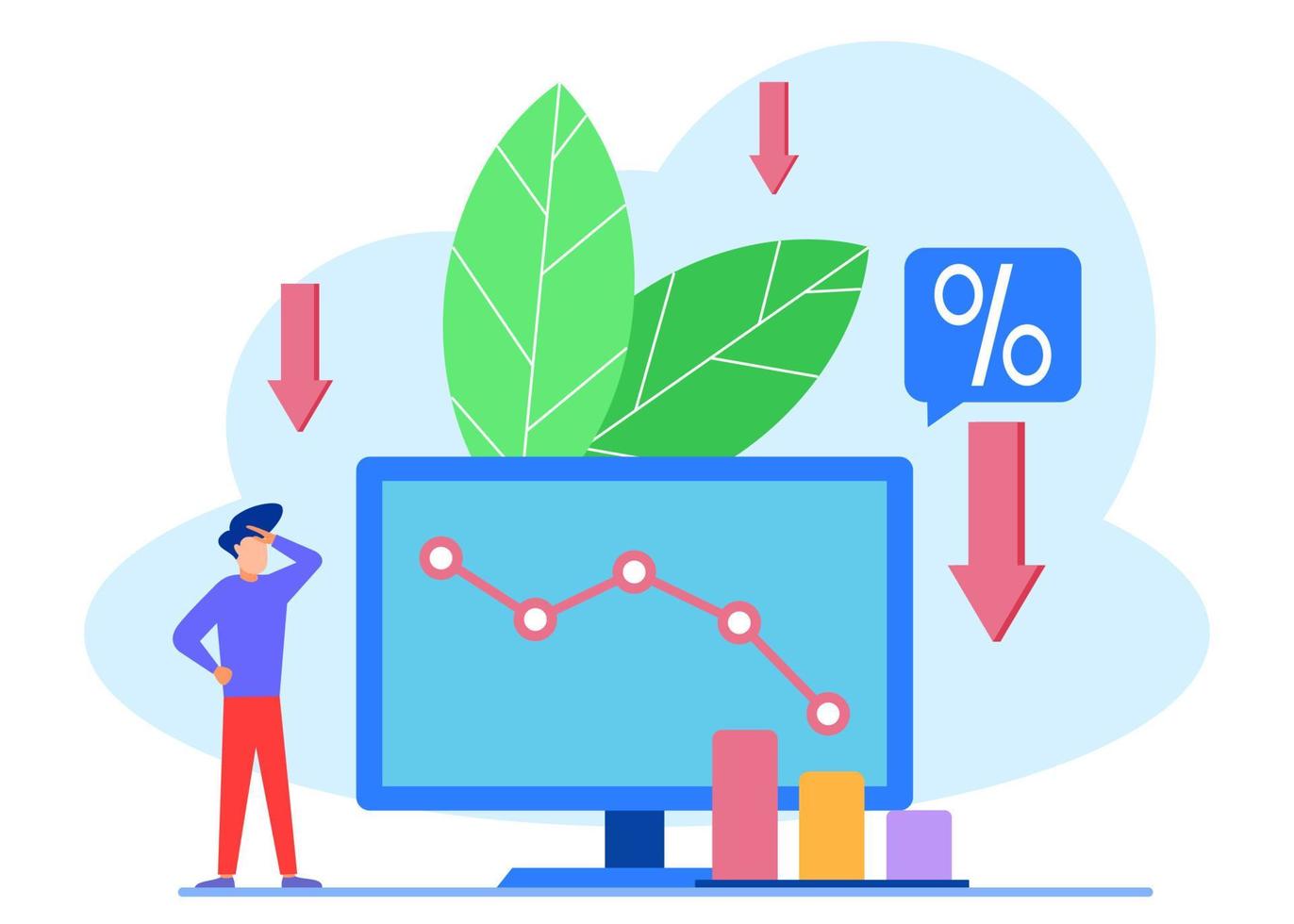 Illustration vector graphic cartoon character of economic downturn