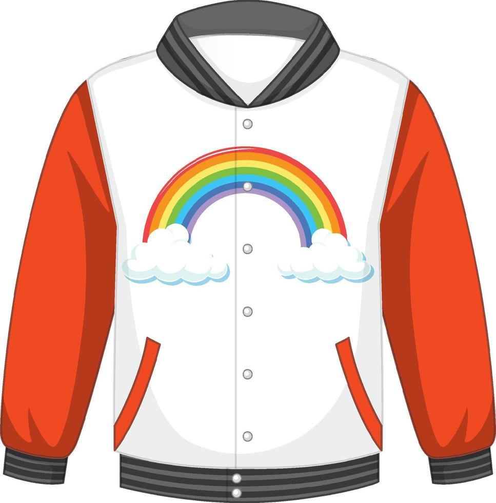 A bomber jacket with orange sleeves on white background vector