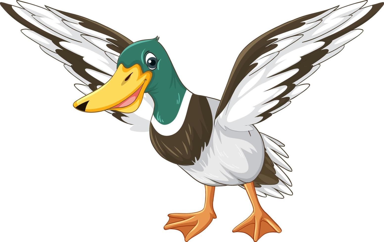 Little duck flying on white ground vector