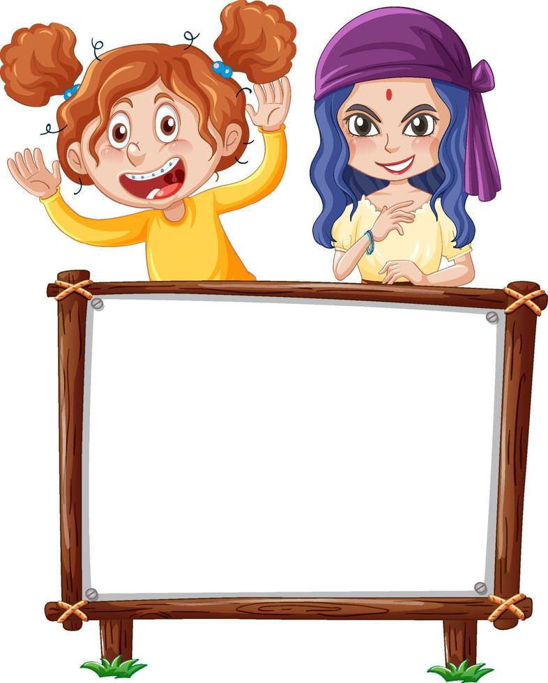 Board template with happy kids vector