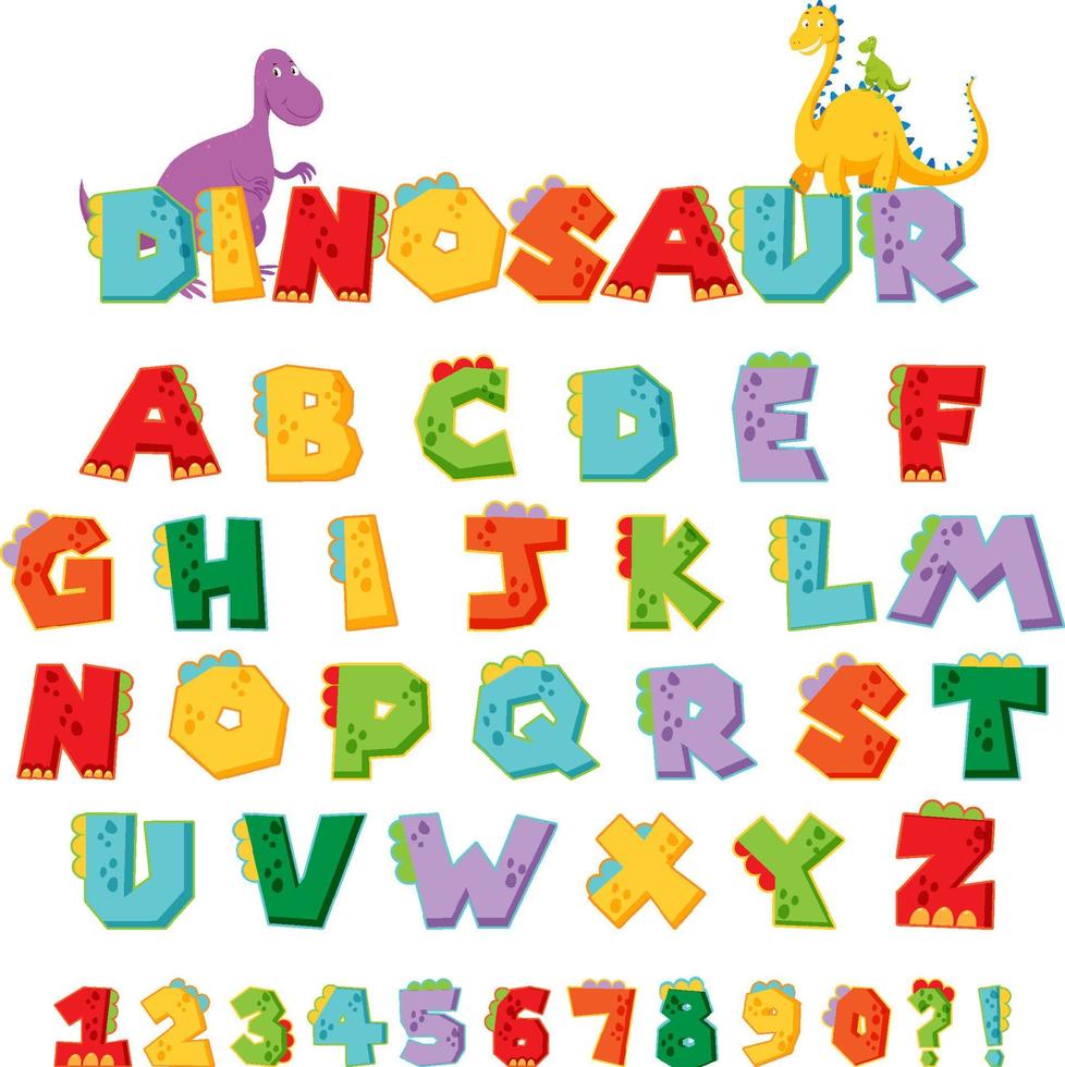 Font design for english alphabets and numbers vector