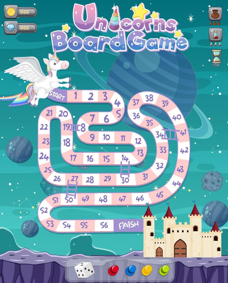 Snake Ladder game in unicorn pastel theme vector