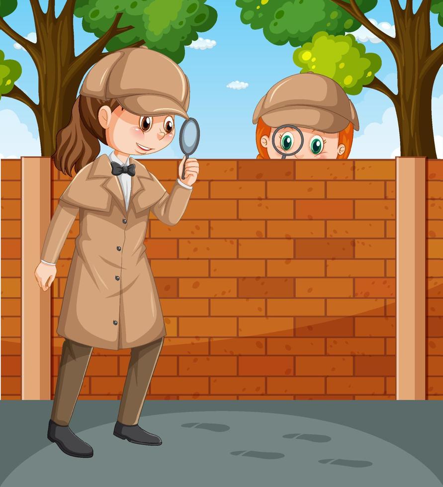 detective con abrigo marrón vector