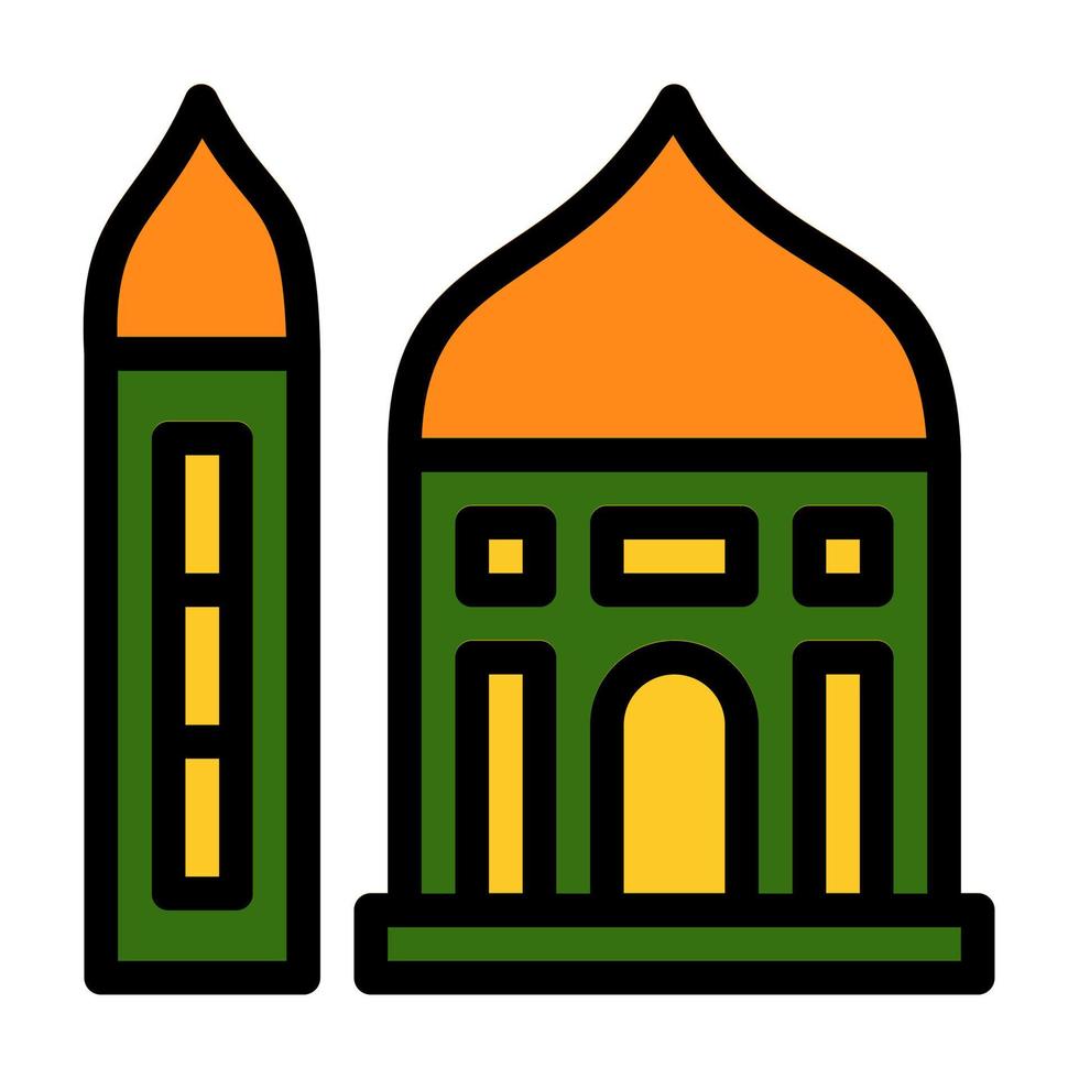 icono de línea de relleno de mezquita adecuado para el momento de Ramadán vector
