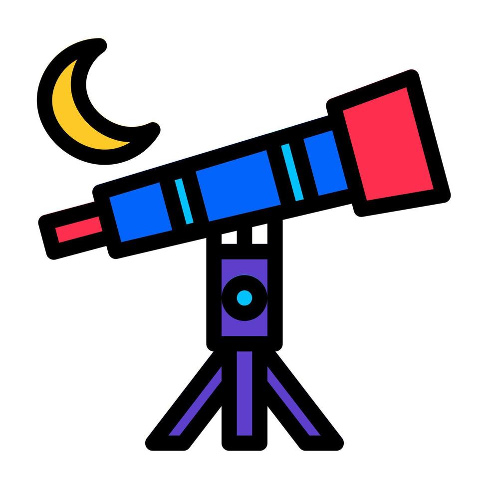 icono plano del telescopio adecuado para el momento del ramadán vector