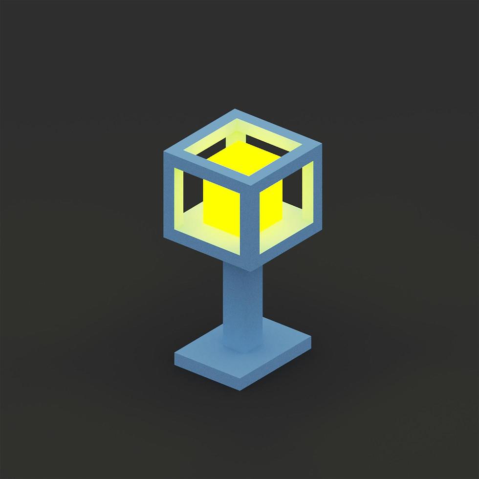 lámpara de noche de vóxel de renderizado 3d foto