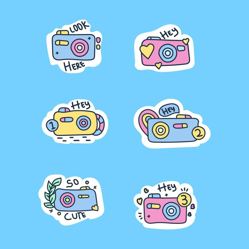 Sticker camera illustration Premium Vector