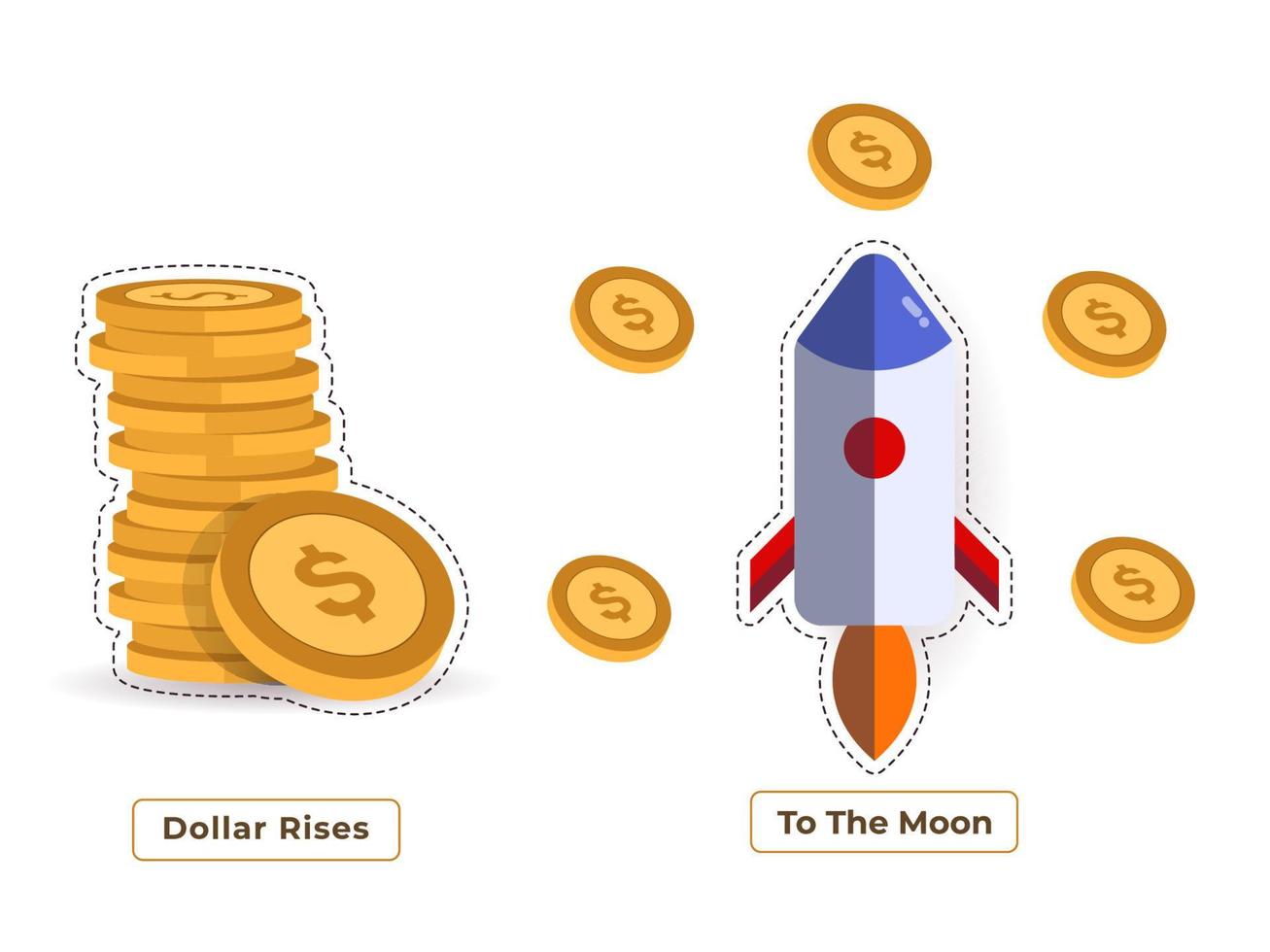 ilustración de dólar y cohete vector