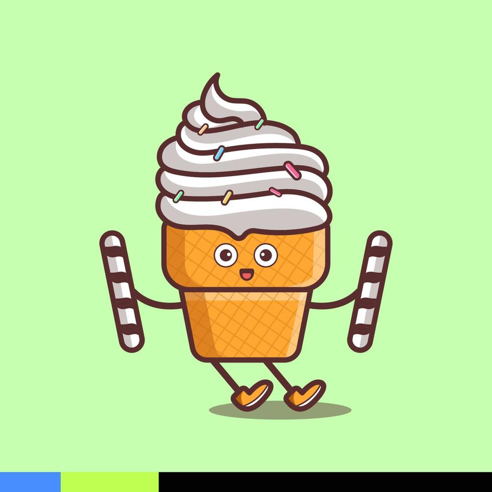 cute illustration of ice cream holding vanilla chocolate vector