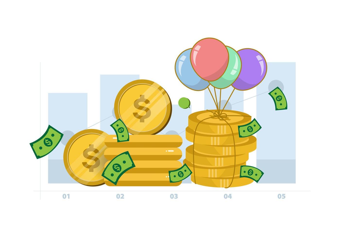 Dollar bill with balloon vector