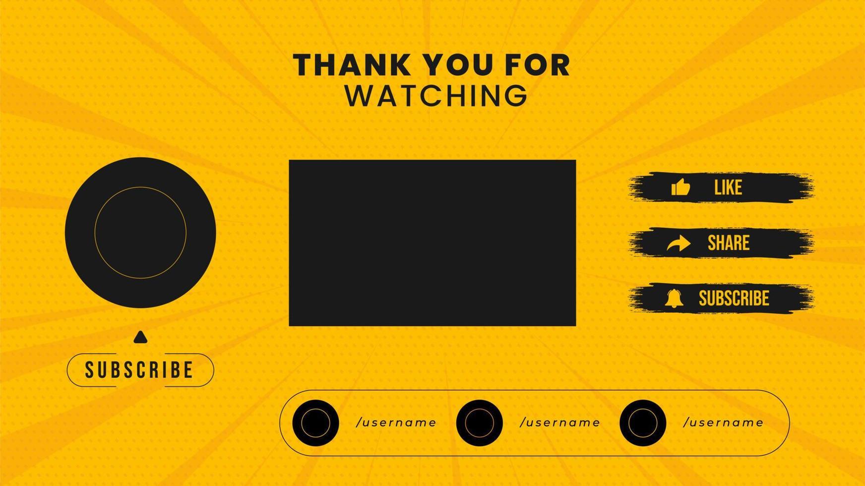 Social Media Video End Screen Template vector