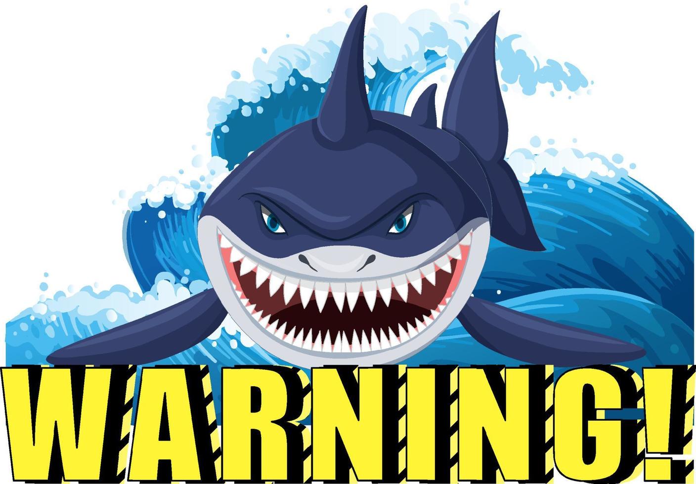 A Marine logo with big blue shark and warning text vector