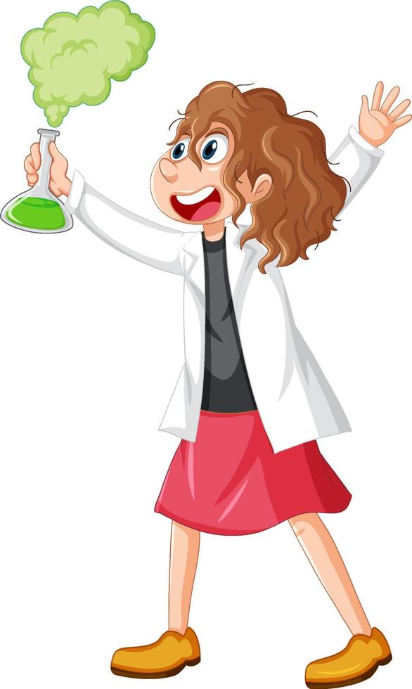 A chemist holding beaker on white background vector
