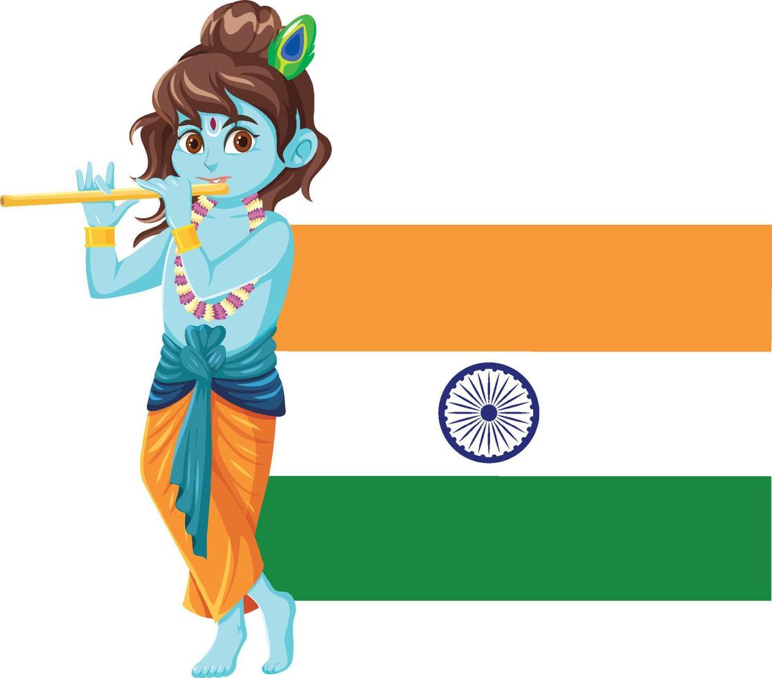 An icon of Indian flag with Vishnu god vector