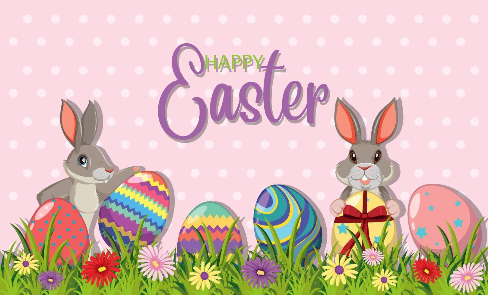 Happy Easter design with bunny and eggs 6350197 Vector Art at Vecteezy