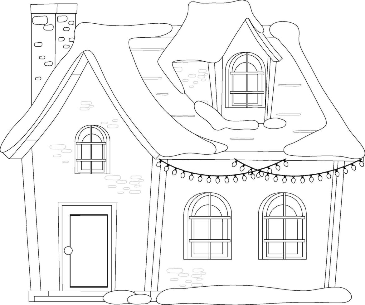 House doodle outline for colouring vector