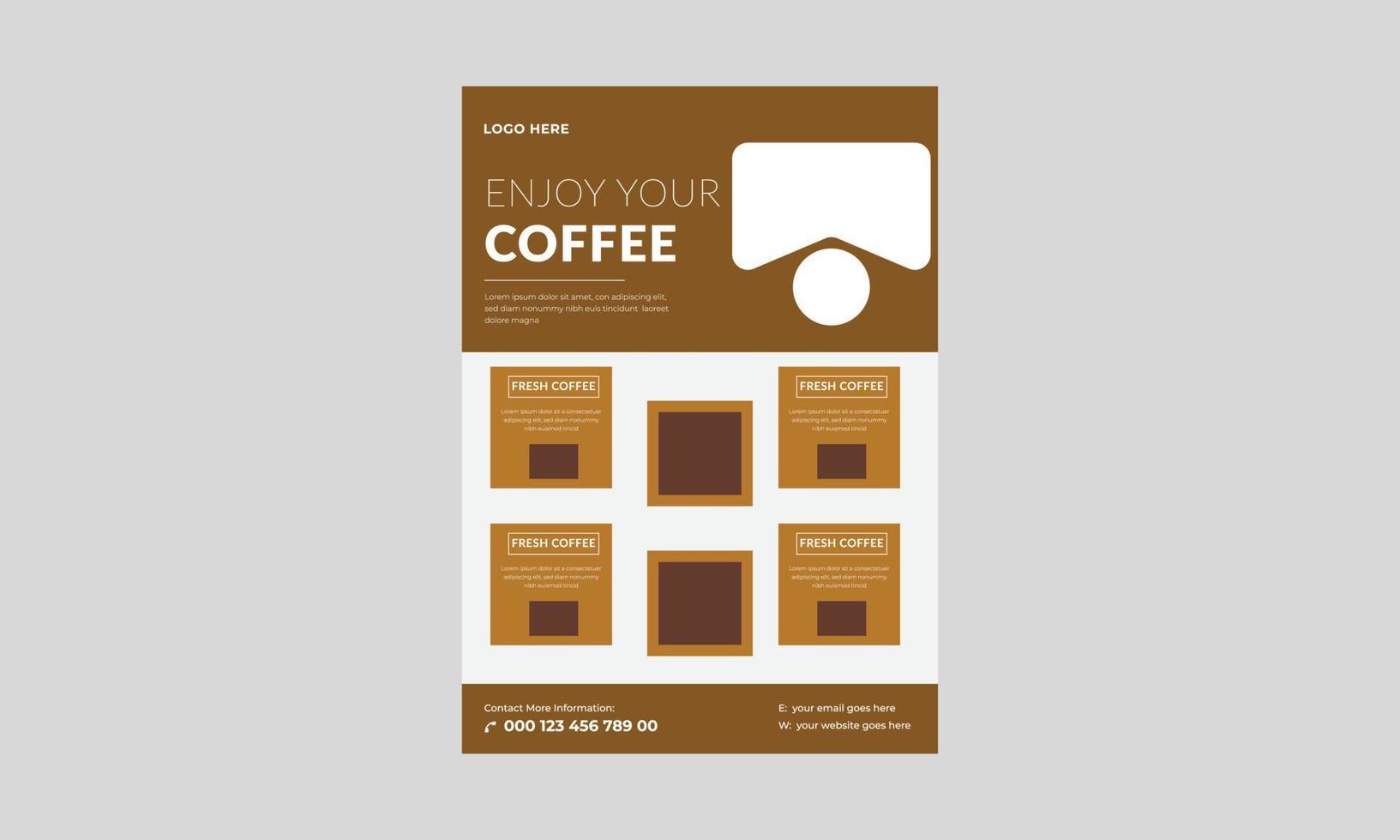 plantilla de volante de cafetería, diseño de póster de volante de promoción de café. plantilla de diseño de volante de café en la ciudad. vector