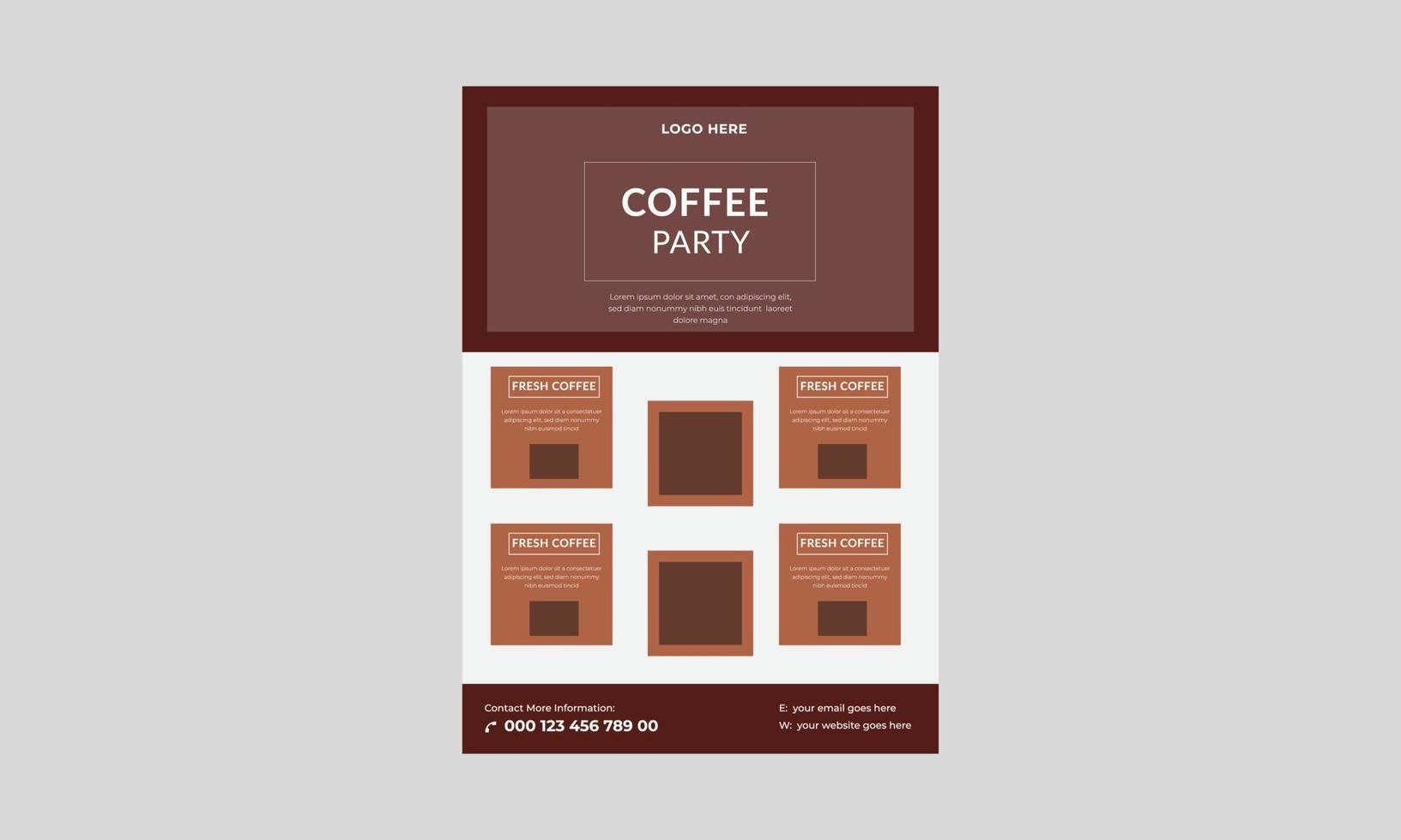 plantilla de volante de cafetería, diseño de póster de volante de promoción de café. plantilla de diseño de volante de café en la ciudad. vector