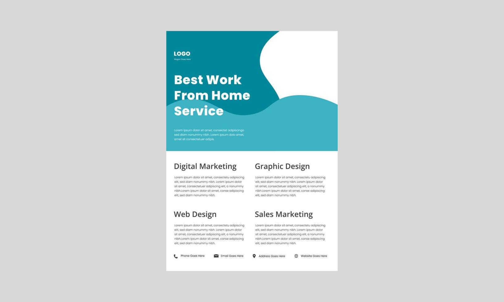 work from home flyer design template. working from home poster, leaflet