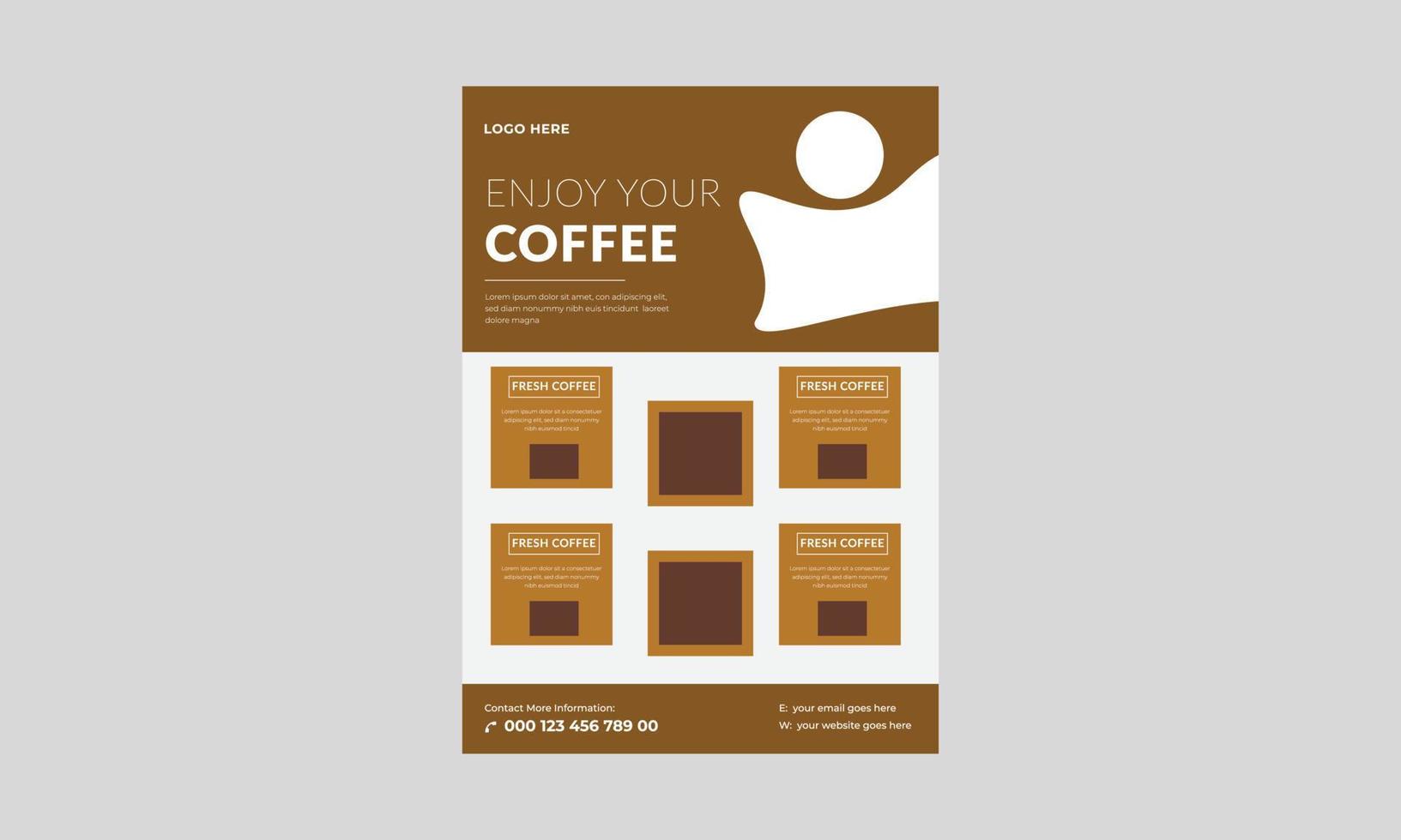 plantilla de volante de cafetería, diseño de póster de volante de promoción de café. plantilla de diseño de volante de café en la ciudad. vector