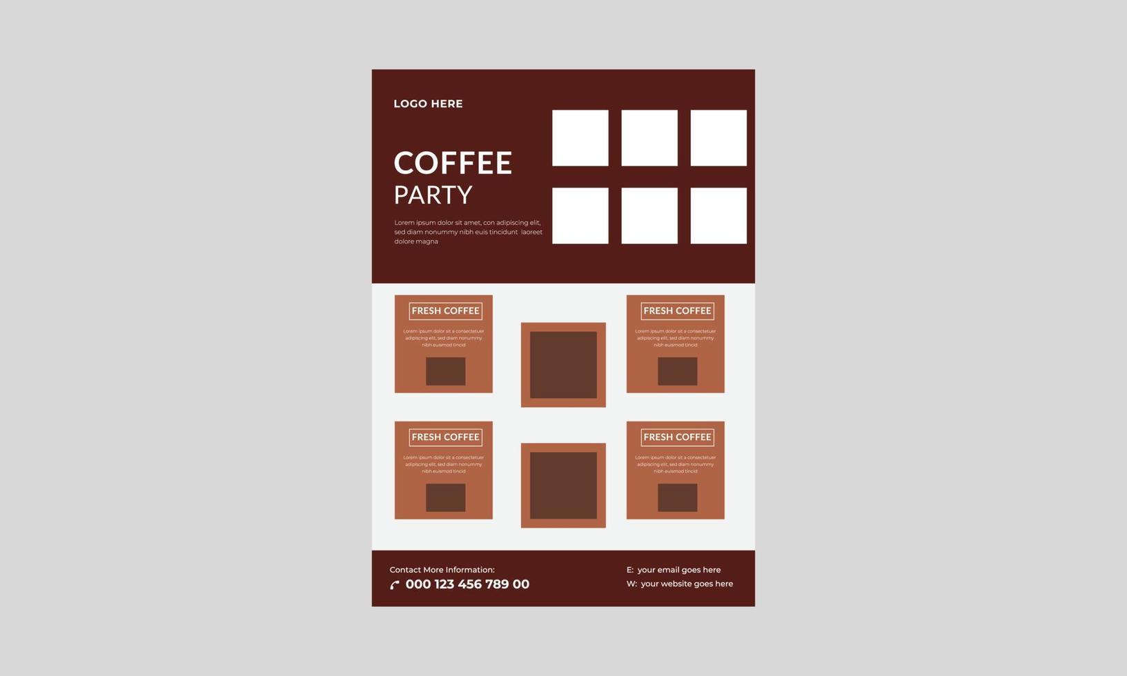 plantilla de volante de cafetería, diseño de póster de volante de promoción de café. plantilla de diseño de volante de café en la ciudad. vector