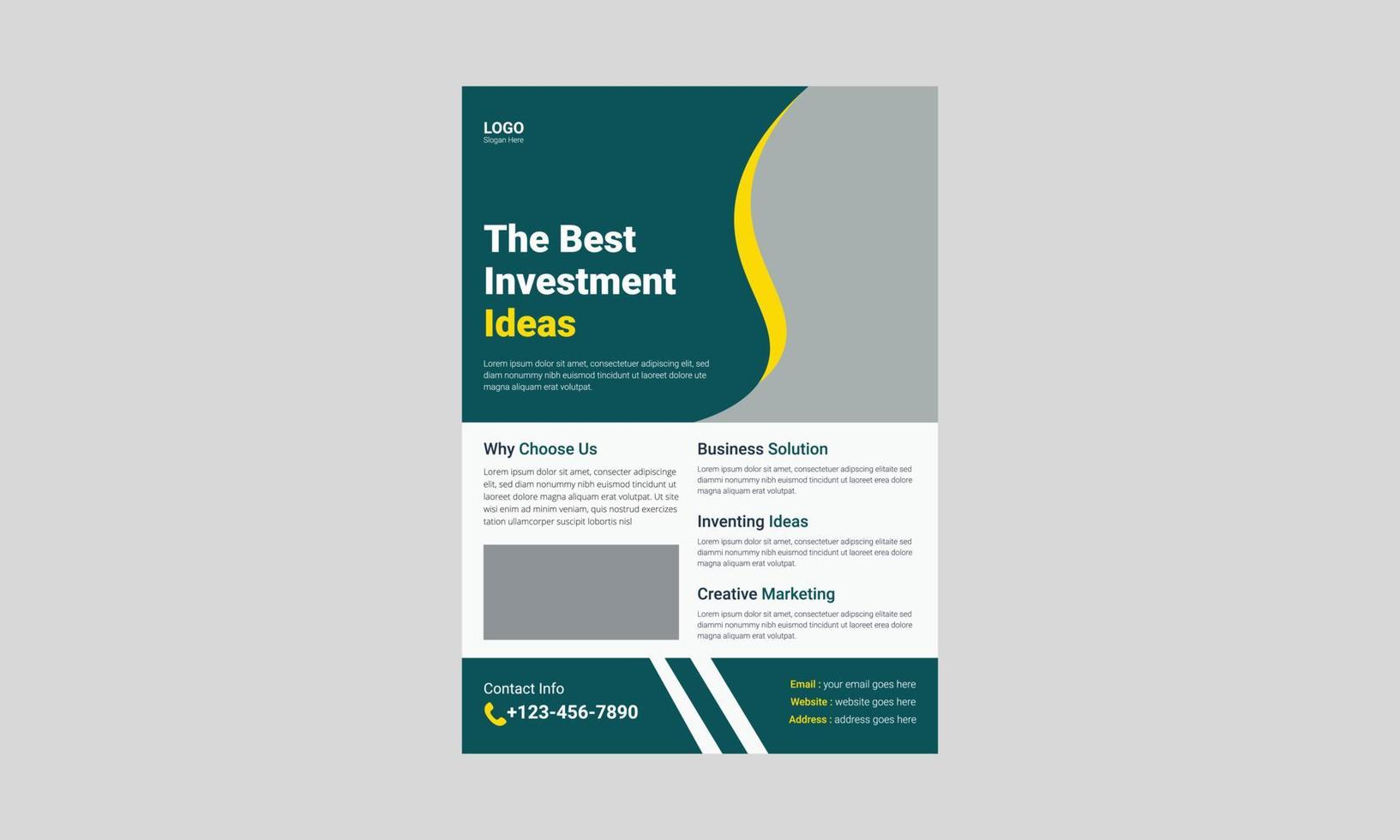 Investment flyer template design. Finance banking poster leaflet template. business investment flyer design, cover, a4 size, flyer, print ready vector