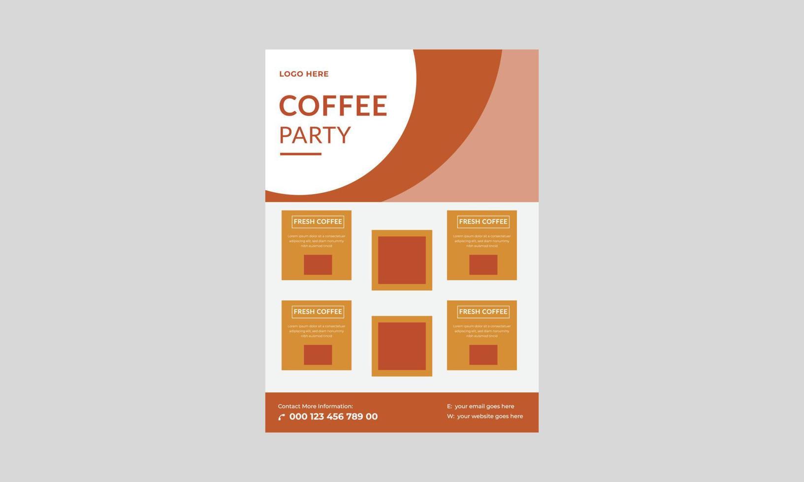 plantilla de volante de cafetería, diseño de póster de volante de promoción de café. plantilla de diseño de volante de café en la ciudad. vector